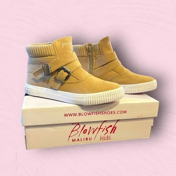 Blowfish FRAMATCHA Sneakers HIGH TOP Light Camel Tan SUEDE Girl’s Size 4.5 NEW - Picture 6 of 9